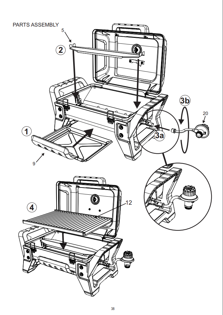 Charbroil X200 Grill2Go exploded view